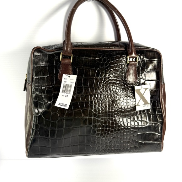 Maxx New York Black Leather EmbossedHandbag